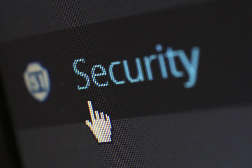 Button which says "Security" on a web page